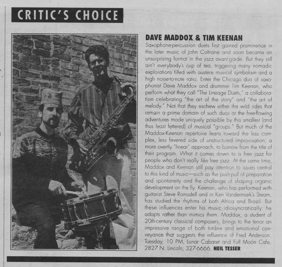 Feb '96 Chicago Reader Critic's Choice (Neil Tesser)